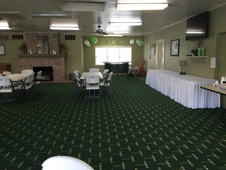 Banquet hall room with tables